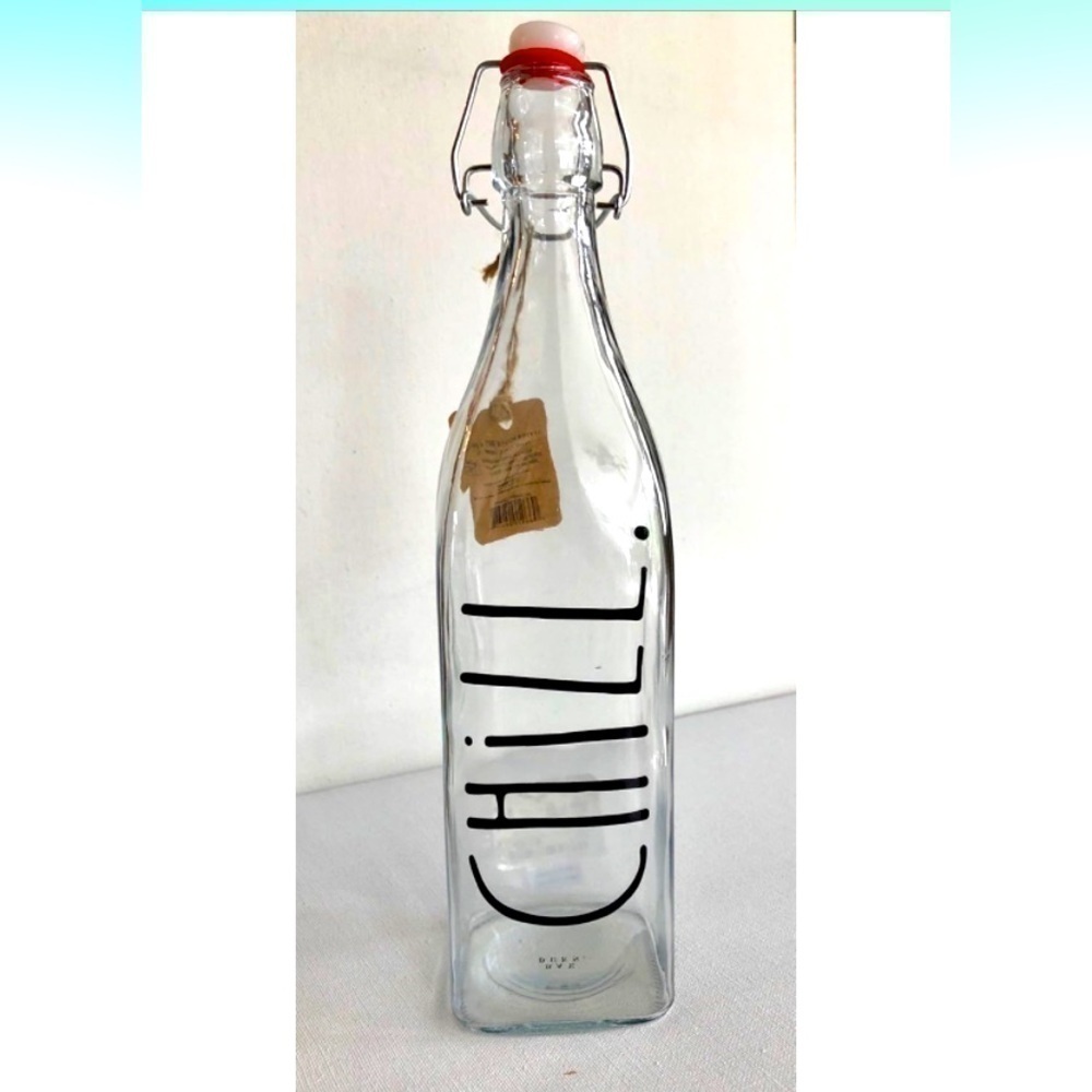 Rae Dunn CHILL Glass Bail & Trigger Bottle Decanter 33.8 OZ